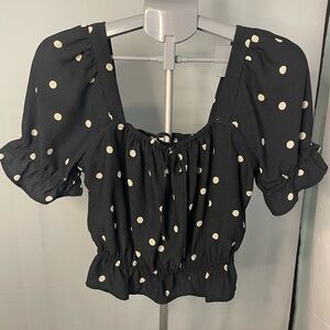 H&M BLACK TOP‎ POLKA DOT, MEDIUM